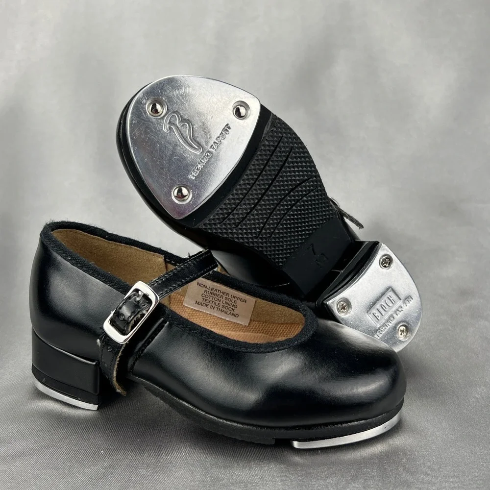 Bloch Techno Tap Black Mary Jane‎ Dance Shoes Kids Size 7M Buckle Strap Low Heel